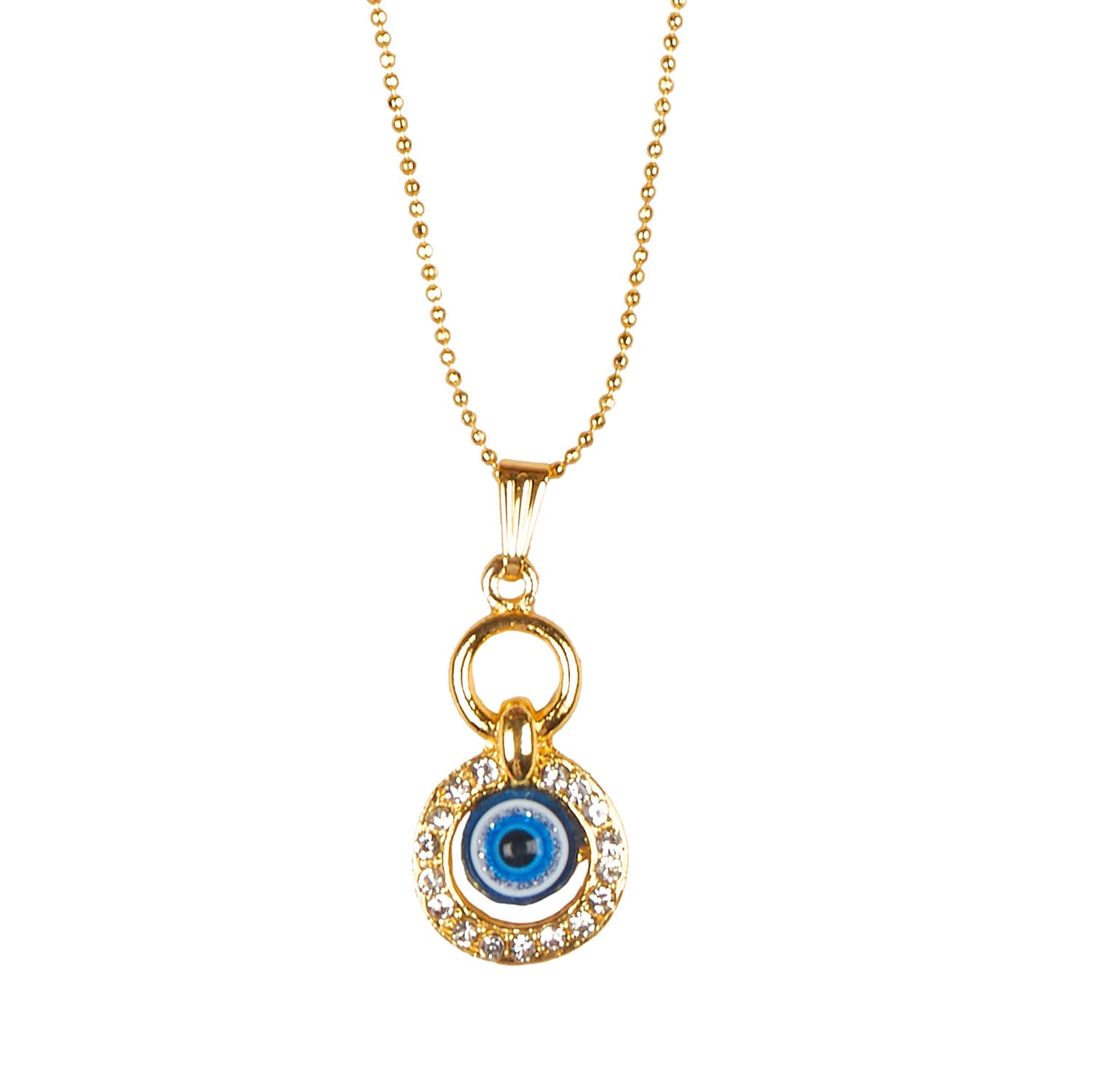 Destiny Jewels Gold Plated CZ Stone Decor Bohemian Vintage Evil Eye Necklace  For Women & Girls